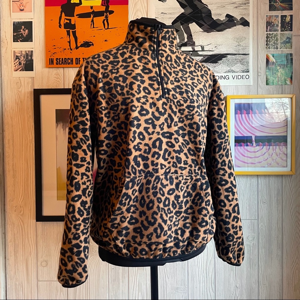 Cognac & Black Leopard Fleece Sweater Casual Spring Summer Fall Winter